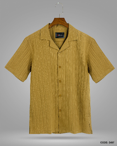 Bubble Stripe Cuban Collar Shirt